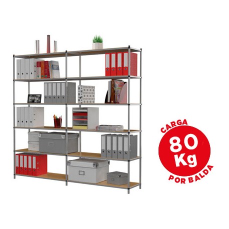 ESTANTERIA FAST-PAPERFLOW METALICA 6 ESTANTES 80 KG POR ESTANTE 200X100X35 CM MODULO ADICIONAL