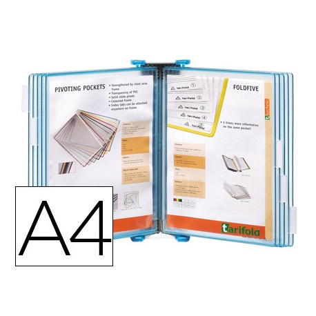 PORTACATALOGO DE PARED POLIPROPILENO TARIFOLD CON 10 FUNDAS DIN A4 COLOR AZUL
