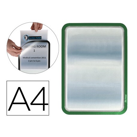 MARCO PORTA ANUNCIOS GTARIFOLD MAGNETO DIN A4 DORSO ADHESIVO REMOVIBLE COLOR VERDE PACK DE 2 UNIDADE
