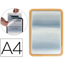 MARCO PORTASANUNCIOS TARIFOLD MAGNETO DIN A4 DORSO ADHESIVO REMOVIBLE COLOR NARANJA PACK DE 2 UNIDAD