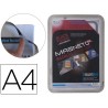 MARCO PORTA ANUNCIOS TARIFOLD MAGNETO DIN A4 CON 4 BANDAS MAGNETICAS EN EL DORSO COLOR PLATA PACK DE