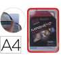 MARCO PORTA ANUNCIOS TARIFOLD MAGNETO DIN A4 CON 4 BANDAS MAGNETICAS EN EL DORSO COLOR ROJO PACK DE