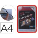MARCO PORTA ANUNCIOS TARIFOLD MAGNETO DIN A4 CON 4 BANDAS MAGNETICAS EN EL DORSO COLOR ROJO PACK DE
