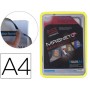 MARCO PORTA ANUNCIOS TARIFOLD MAGNETO DIN A4 CON 4 BANDAS MAGNETICAS EN EL DORSO COLOR AMARILLO PACK
