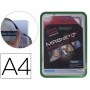 MARCO PORTA ANUNCIOS TARIFOLD MAGNETO DIN A4 CON 4 BANDAS MAGNETICAS EN EL DORSO COLOR VERDE PACK DE
