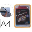 MARCO PORTA ANUNCIOS TARIFOLD MAGNETO DIN A4 CON 4 BANDAS MAGNETICAS EN EL DORSO COLOR NARANJA PACK