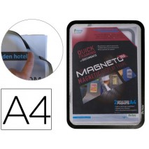 MARCO PORTA ANUNCIOS TARIFOLD MAGNETO DIN A4 CON 4 BANDAS MAGNETICAS EN EL DORSO COLOR NEGRO PACK DE
