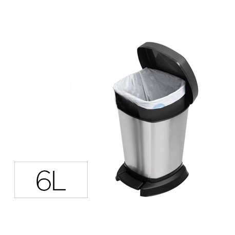 PAPELERA PLASTICO OFFISYS CON PEDAL CUBETA INTERIOR EXTRAIBLE 234X219X295 MM CAPACIDAD 6 LITROS