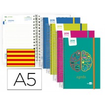 AGENDA ESCOLAR LIDERPAPEL 15-16 CLASSIC DIN-A5 EN CATALAN UN DIA PAGINA ESPIRAL CIERRE CON GOMA