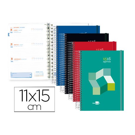 AGENDA ESCOLAR LIDERPAPEL 15-16 COLLEGE MINI ESPAÑOL INGLES SEMANA VISTA CARTON FORRADO ESPIRAL CIER