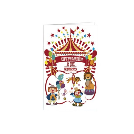 TARJETA DE INVITACION ARGUVAL FIESTA INFANTIL CIRCO BLISTER 8 UNIDADES SURTIDAS
