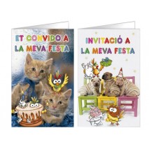 TARJETA DE INVITACION ARGUVAL FANTASIA MASCOTAS BLISTER 8 UNIDADES SURTIDAS CATALAN