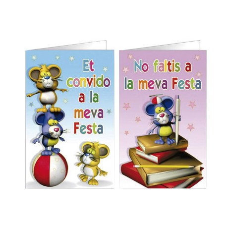TARJETA DE INVITACION ARGUVAL FANTASIA RATONES BLISTER 8 UNIDADES SURTIDAS CATALAN