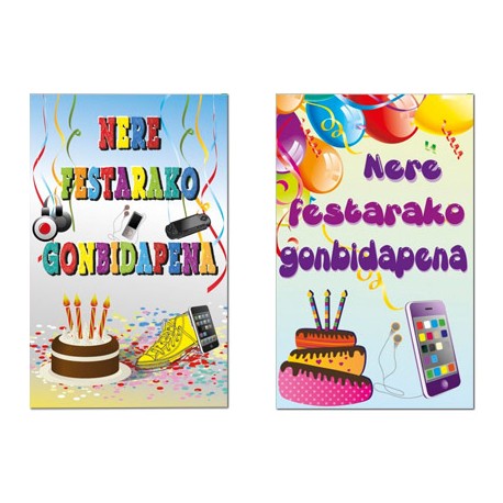 TARJETA DE INVITACION ARGUVAL FIESTA JUVENIL BLISTE DE 6 UNIDADES EUSKERA