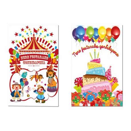 TARJETA DE INVITACION ARGUVAL FIESTA INFANTIL BLISTE DE 6 UNIDADES EUSKERA
