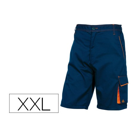 BERMUDA DE TRABAJO DELTAPLUS CINTURA AJUSTABLE 5 BOLSILLOS COLOR AZUL NARANJA TALLA XXL
