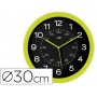 RELOJ CEP DE PARED PLASTICO OFICINA REDONDO 30 CM DE DIAMETRO COLOR VERDE Y ESFERA COLOR NEGRO