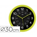 RELOJ CEP DE PARED PLASTICO OFICINA REDONDO 30 CM DE DIAMETRO COLOR VERDE Y ESFERA COLOR NEGRO