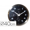 RELOJ CEP DE PARED CROMADO OFICINA REDONDO 40 CM DE DIAMETRO CON 4 HORARIO DEL MUNDO