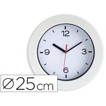 RELOJ CEP DE PARED PLASTICO OFICINA REDONDO 25 CM DE DIAMETRO COLOR BLANCO