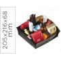 BANDEJA ORGANIZADORA CEP CON 9 COMPARTIMENTOS POLIESTIRENO COLOR NEGRO ESPECIAL PARA SNACKS 205X216X