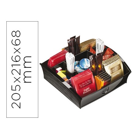 BANDEJA ORGANIZADORA CEP CON 9 COMPARTIMENTOS POLIESTIRENO COLOR NEGRO ESPECIAL PARA SNACKS 205X216X