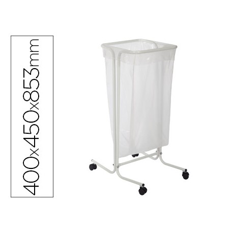 SOPORTE CEP PARA BOLSAS DE BASURA DE 110 LITROS EN PLASTICO Y ACERO CON RUEDAS 400X450X853 MM