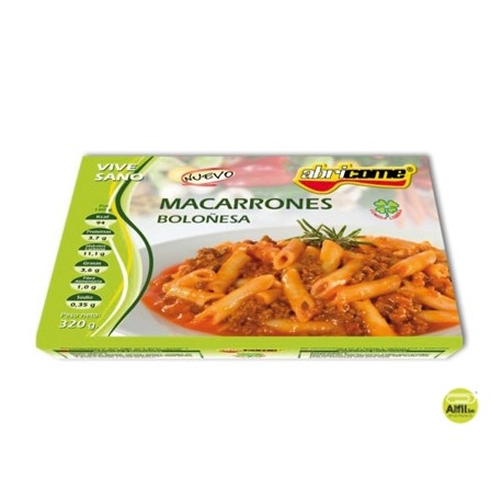 MACARRONES BOLOÑESA ABRICOME R ACION INDIVIDUAL CALENTAR EN MICROONDAS Y LISTO 320G