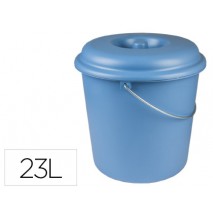 CUBO DE BASURA DOMESTICO CON TAPA 23 LITROS PARA BOLSAS 55X60CM AZUL
