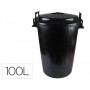 CUBO DE BASURA NEGRO CON TAPA PARA BOLSAS 85X105CM 100 LITROS