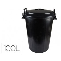 CUBO DE BASURA NEGRO CON TAPA PARA BOLSAS 85X105CM 100 LITROS