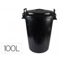 CUBO DE BASURA NEGRO CON TAPA PARA BOLSAS 85X105CM 100 LITROS
