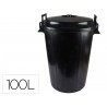 CUBO DE BASURA NEGRO CON TAPA PARA BOLSAS 85X105CM 100 LITROS