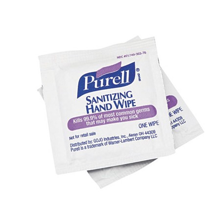 TOALLITA DESINFECTANTE PURELL PARA MANOS EN PAQUETES INDIVIDUALES CADA DE 100 PAQUETES