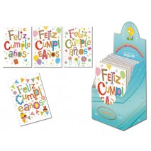 TARJETA POSTAL ARGUVAL LETRAS FELIZ CUMPLEAÑOS MODELOS SURTIDOS