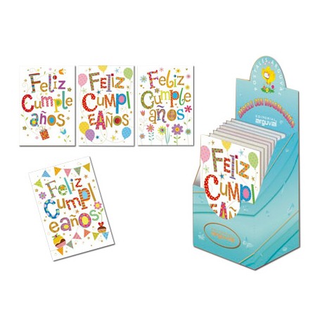 TARJETA POSTAL ARGUVAL LETRAS FELIZ CUMPLEAÑOS MODELOS SURTIDOS