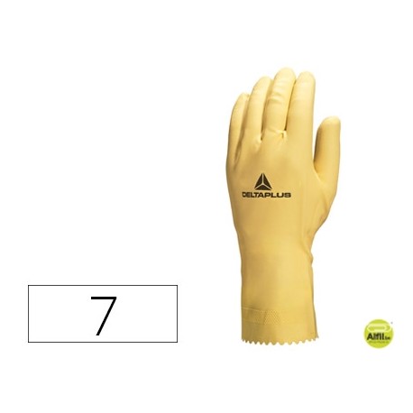 GUANTE DELTAPLUS DE LATEX NATURAL ESPECIAL PARA TRABAJOSDE LIMPIEZA EN GENERAL ANTIALERGICOS TALLA 7