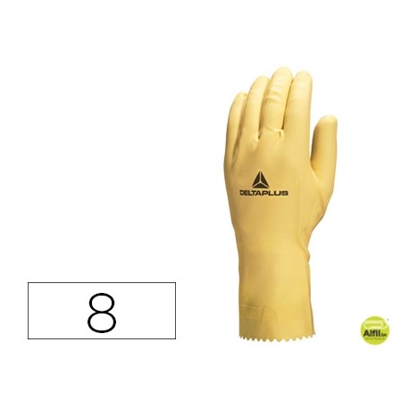 GUANTE DELTAPLUS DE LATEX NATURAL ESPECIAL PARA TRABAJOSDE LIMPIEZA EN GENERAL ANTIALERGICOS TALLA 8