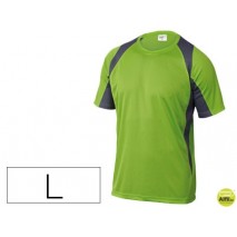 CAMISETA DELTAPLUS POLIESTER MANGA CORTA CUELLO REDONDO TRATAMIENTO SECADO RAPIDO COLOR VERDE-GRIS T