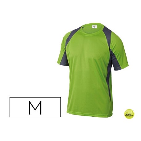 CAMISETA DELTAPLUS POLIESTER MANGA CORTA CUELLO REDONDO TRATAMIENTO SECADO RAPIDO COLOR VERDE-GRIS T