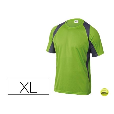 CAMISETA DELTAPLUS POLIESTER MANGA CORTA CUELLO REDONDO TRATAMIENTO SECADO RAPIDO COLOR VERDE-GRIS T