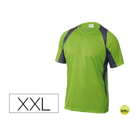 CAMISETA DELTAPLUS POLIESTER MANGA CORTA CUELLO REDONDO TRATAMIENTO SECADO RAPIDO COLOR VERDE-GRIS T