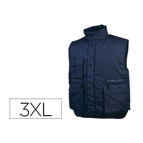 CHALECO DELTAPLUS MULTIBOLSILLOS CON CREMALLERA CINTURA ELASTICA PROTEGE RIÑONES COLOR AZUL TALLA 3X