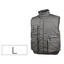 CHALECO DELTAPLUS MULTIBOLSILLOS CON CREMALLERA CINTURA ELASTICA PROTEGE RIÑONES COLOR GRIS TALLA L