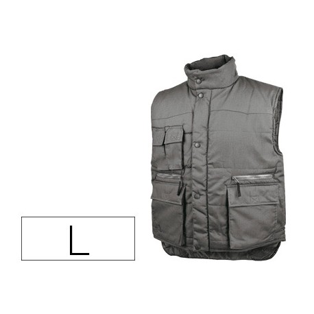 CHALECO DELTAPLUS MULTIBOLSILLOS CON CREMALLERA CINTURA ELASTICA PROTEGE RIÑONES COLOR GRIS TALLA L