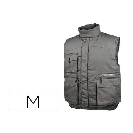 CHALECO DELTAPLUS MULTIBOLSILLOS CON CREMALLERA CINTURA ELASTICA PROTEGE RIÑONES COLOR GRIS TALLA M
