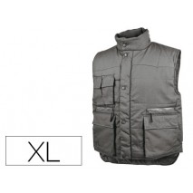 CHALECO DELTAPLUS MULTIBOLSILLOS CON CREMALLERA CINTURA ELASTICA PROTEGE RIÑONES COLOR GRIS TALLA XL