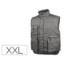 CHALECO DELTAPLUS MULTIBOLSILLOS CON CREMALLERA CINTURA ELASTICA PROTEGE RIÑONES COLOR GRIS TALLA XX