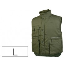 CHALECO DELTAPLUS MULTIBOLSILLOS CON CREMALLERA CINTURA ELASTICA PROTEGE RIÑONES COLOR VERDE TALLA L
