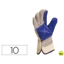 GUANTE DELTAPLUS DOCKER SERRAJE VACUNO REFORZADO IDEAL PARA TRABAJOS INTENSIVO COLOR GRIS-AZUL TALLA